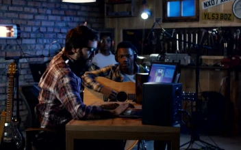 Stock Video Musicians Recording At Home Studio