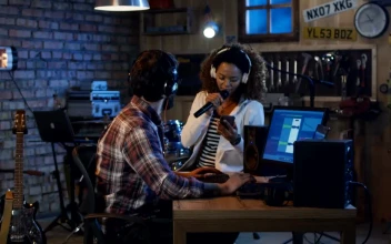 Stock Video Musicians Recording Voice In A Home Studio