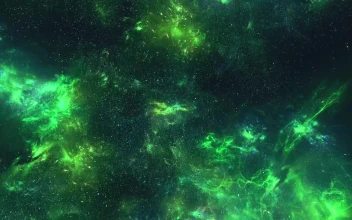 Stock Video Nebulae In Phosphorescent Green Tones In Space