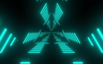 Stock Video Neon Arrows In A Triangle Tunnel