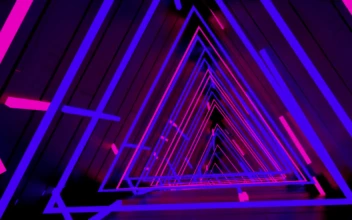 Stock Video Neon Cyberpunk Triangle Tunnel
