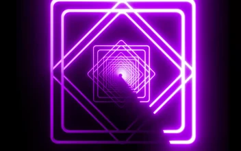 Stock Video Neon Light Diamonds And Squares Forming A Tunnel