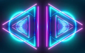 Stock Video Neon Light Triangle And Circle Tunnels
