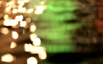 Stock Video Neon Lights Shining Off A Lake