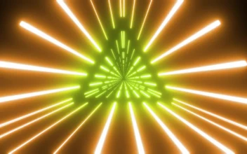 Stock Video Neon Tunnel In The Shape Of A Triangle