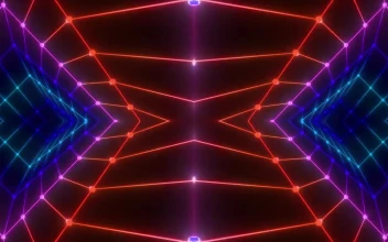 Stock Video Network Of Colored Dots And Lines Traveling Fast