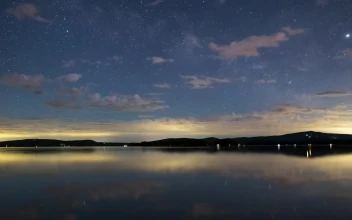 Stock Video Night Sky With Stars At A Calm Lake Time Lapse