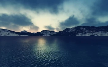 Stock Video Ocean By The Winter Mountains