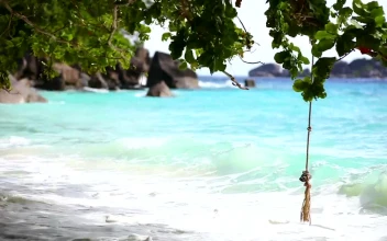 Stock Video Ocean Waves On Tropical Beachwith Rocks