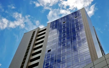 Stock Video Office Building Seen From The Street