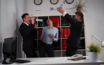 Stock Video Office Workers Partying And Dancing