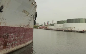 Stock Video Old Cargo Ship Waiting In The Harbor