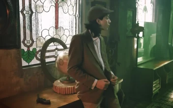 Stock Video Old Fashion Male Model Posing In An Old Place