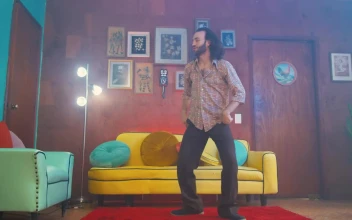 Stock Video Old Fashioned Man Dancing In The Living Room