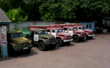 Stock Video Old Fire Engines Left In Chernobyl