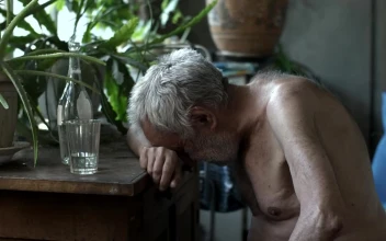 Stock Video Old Poor Man Depressed And Drunk