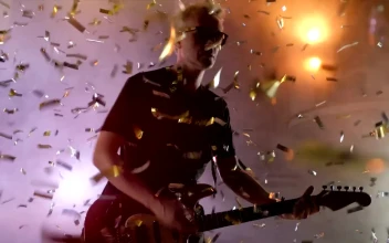 Stock Video Old Rock Guitarist Performing On The Stage