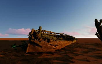 Stock Video Old Ship In The Sand Of A Desert
