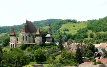 Stock Video Old Town With Castle In The Countryside
