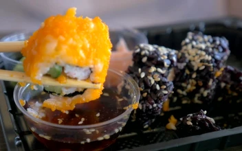 Stock Video Orange Sushi And Wasabi
