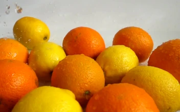 Stock Video Oranges And Lemons Being Wet