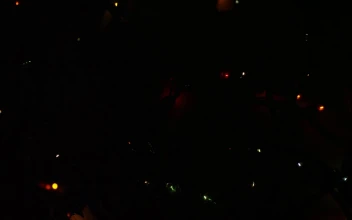Stock Video Ornamental Christmas Lights In A Dark Room