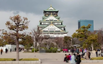 Stock Video Osaka Old Temple Time Lapse