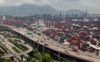 Stock Video Overpass Highway Near The Container Port