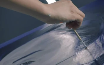 Stock Video Painter Painting An Oil Portrait