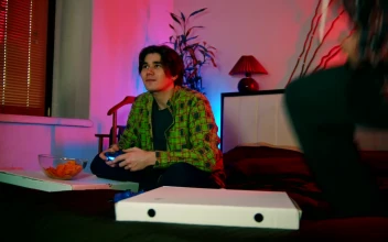 Stock Video Pair Of Friends Meeting To Play Video Games