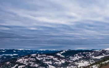 Stock Video Pan Shot Of A Cloudy Winter Landscape