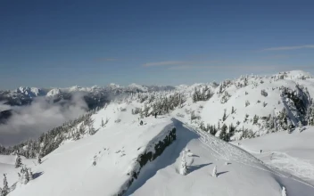 Stock Video Panorama Of A Mountain Range In Canada