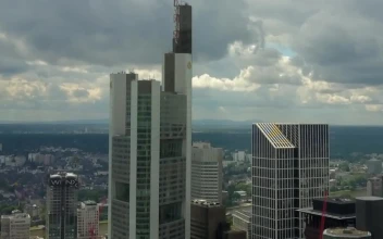 Stock Video Panoramic View With The Top Of Skyscrapers