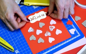 Stock Video Paper Cut Valentines Greeting Card