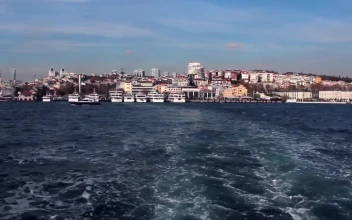 Stock Video Passenger Boat Sailing Near Istanbul City
