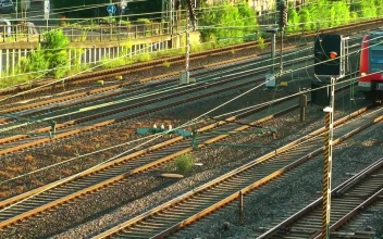 Stock Video Passenger Train Arriving At The Train Station