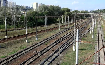 Stock Video Passenger Train Heading Away From The City
