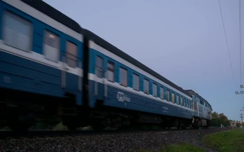 Stock Video Passenger Train Passing By Slowly
