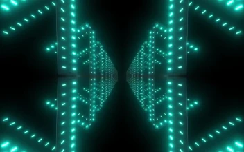 Stock Video Path Between Two Rows Of Light