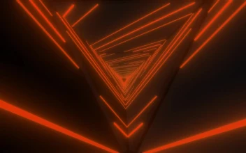 Stock Video Path With Shape Of Inverted Triangle Orange Light
