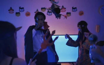Stock Video People Dancing At A Little Costume Party