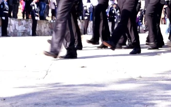 Stock Video People Feet Marching In A Parade