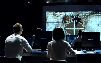 Stock Video People On A Space Mission Control Celebrating