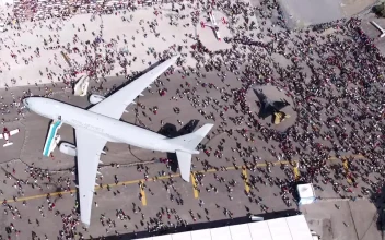 Stock Video People Viewing Military Aircraft