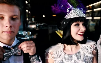 Stock Video People Wearing Retro Theme Party Costumes At A Bar