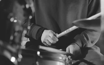 Stock Video Person Playing Drums With Drum Sticks