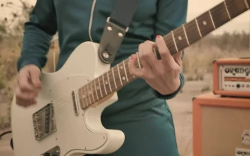 Stock Video Person Playing Electric Guitar Close Up