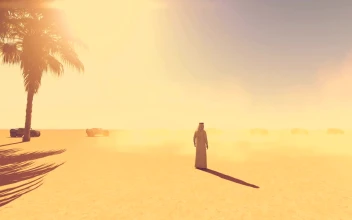 Video Stock Person With Arab Clothes In A Desert Near Cars Free