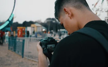 Video Stock Photographer Taking Photos Of An Urban Model Free