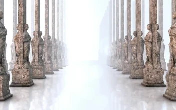 Video Stock Pillars With Human Sculptures D Render Free